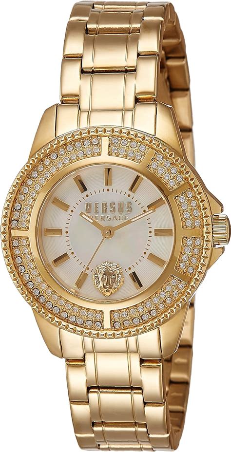 versus versace elmont stainless steel white dial ladies watch|Versace vs crystal bracelet.